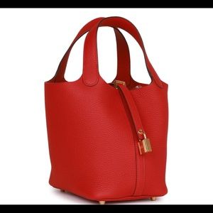 BRAND NEW Store bought Hermes Picotin in Vermillion Clemence with gold hardware